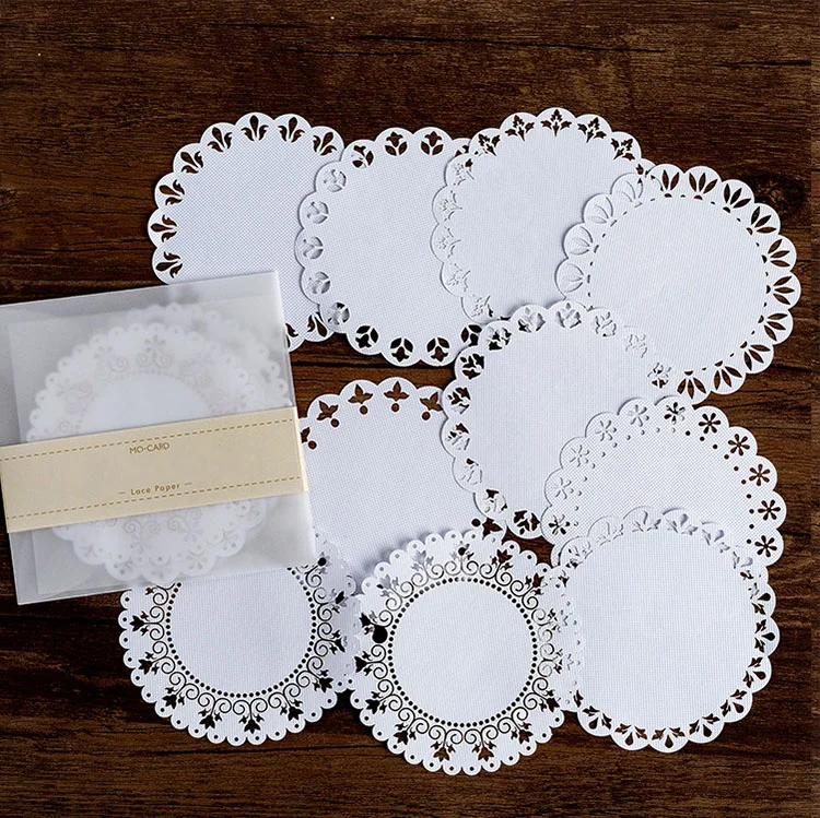 Hollowed-out Lace Paper Alice Tea Party Series Stickers 10 Pieces 8 Styles-Himinee.com