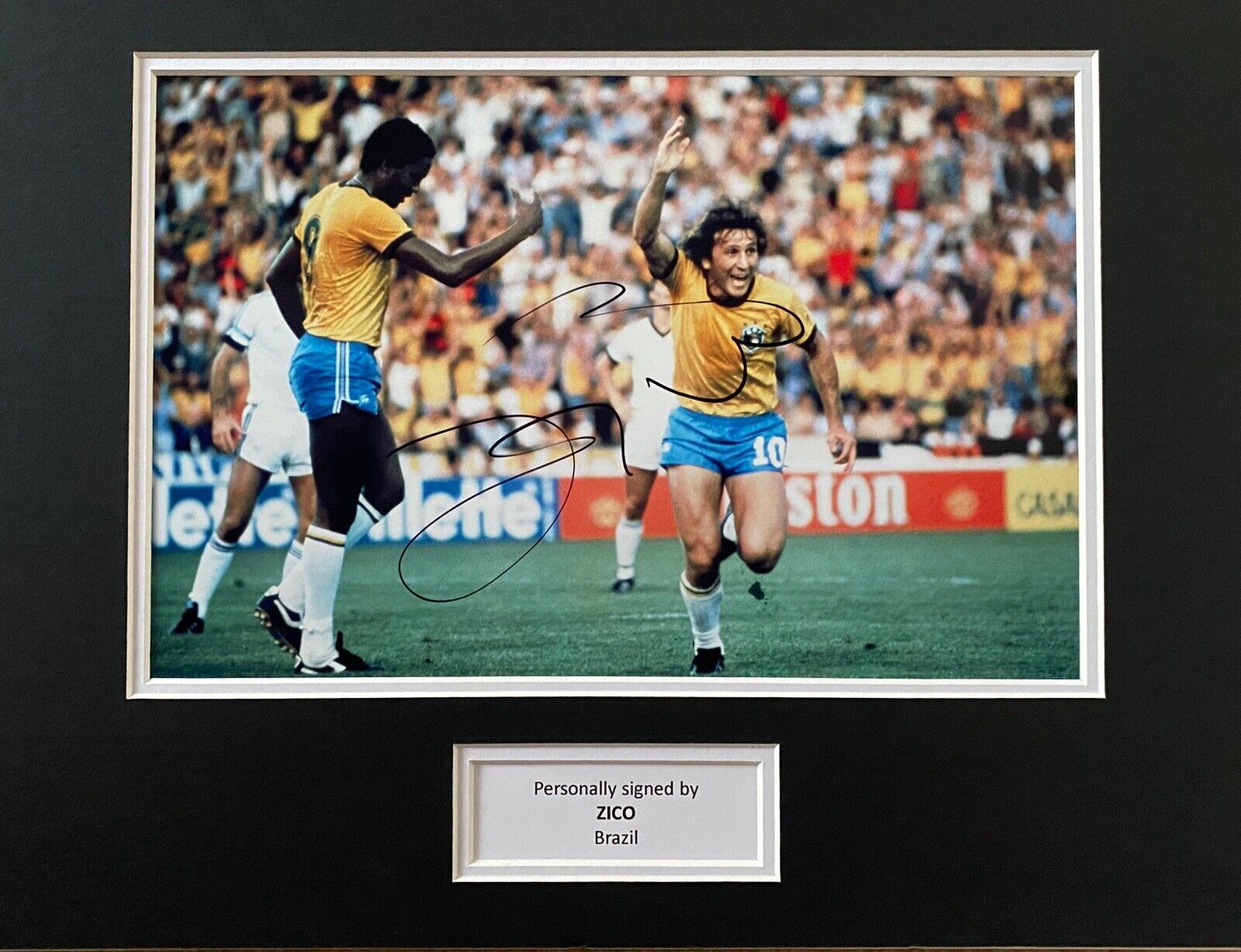 Zico Hand Signed Brazil Photo Poster painting In 16x12 Mount Display, Rare