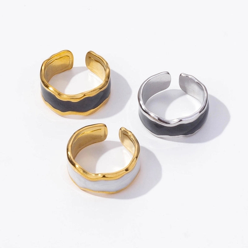 Basic Modern Style Classic Style Geometric 304 Stainless Steel Polishing Enamel Open Rings