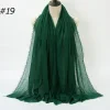 Pleated Linen Cotton Scarf Woolen Edge Women Hijab Shawl