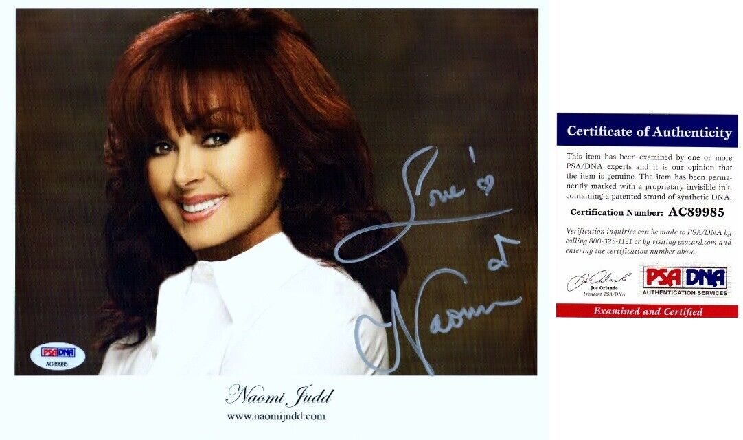 Naomi Judd Signed - Autographed Country Music Singer 8x10 Photo Poster painting with PSA/DNA COA