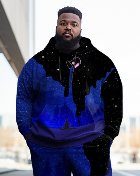 Men's Plus Size Graffiti Sfumato Graphic Hoodie Set of Two