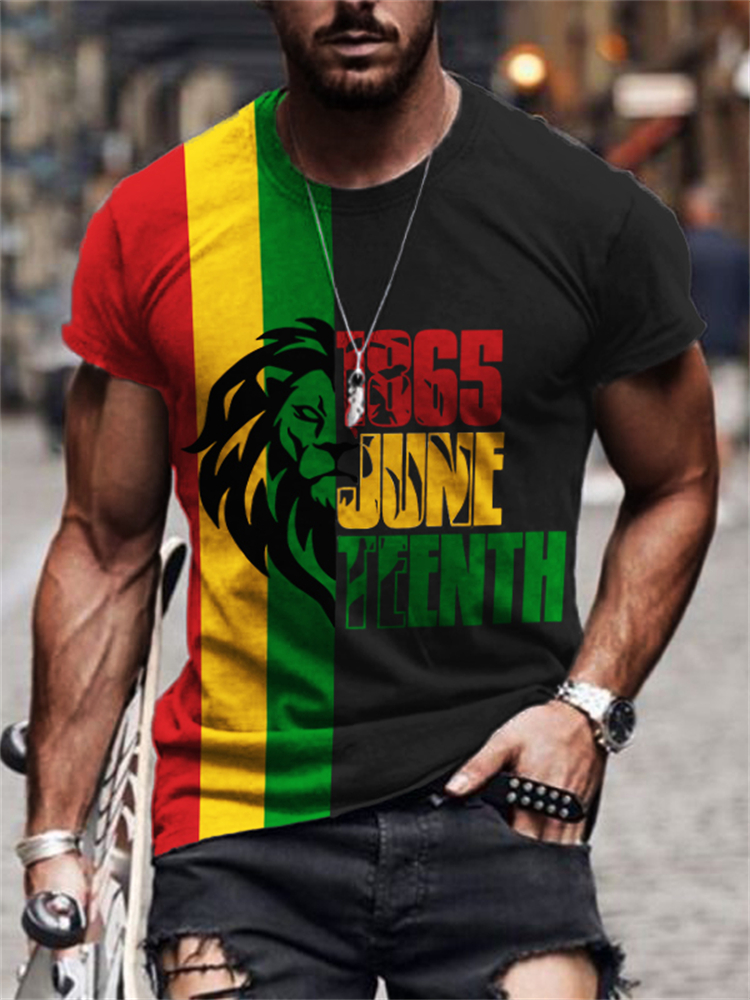 Men's 1865 Juneteenth Lion Rasta Inspired T Shirt wearshes