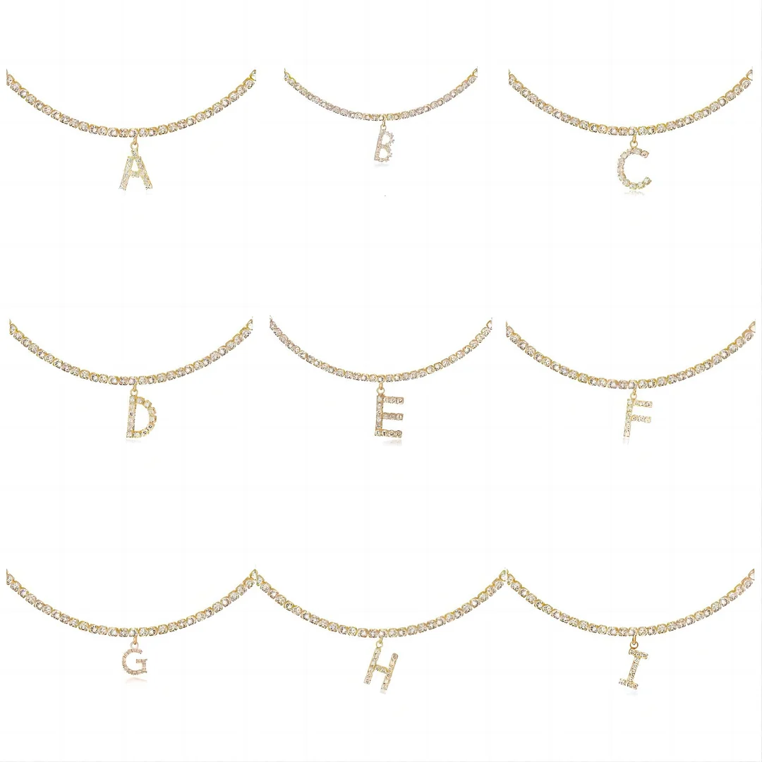 Layered Rhinestone Butterfly Initial Letter Necklace Set