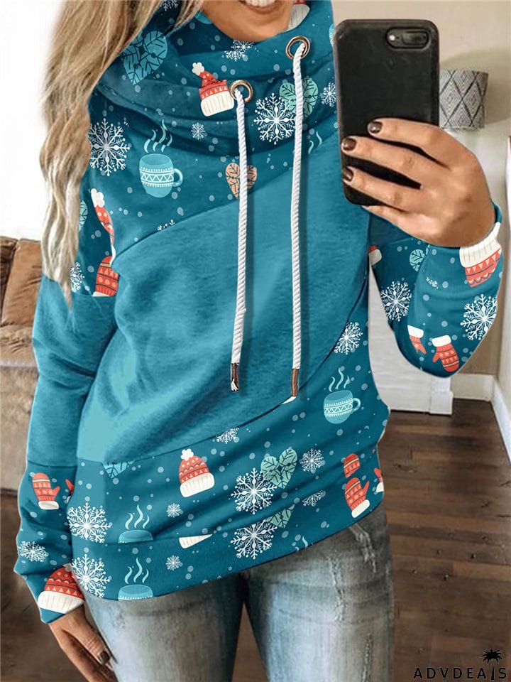 Casual Fashion Printed Long Sleeve Christmas Hoodie