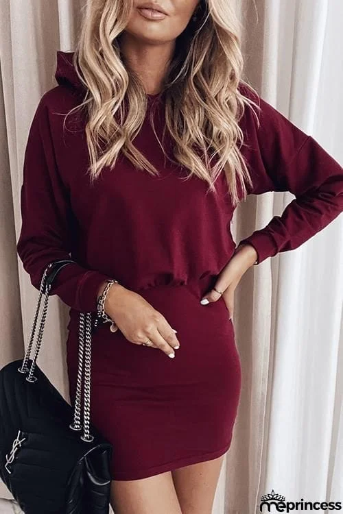 Solid Bodycon Hooded Mini Dress