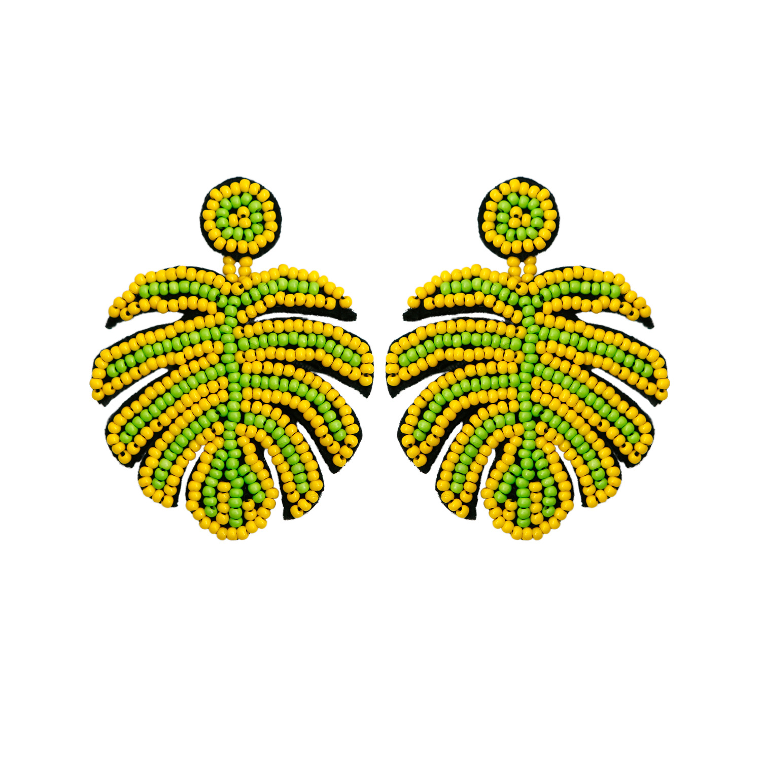 Handmade Vintage Rice Beads Leaf Earrings