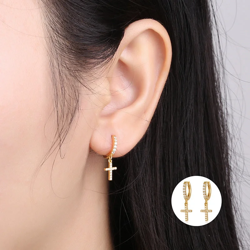 Women's Classic Cross Zircon Earrings