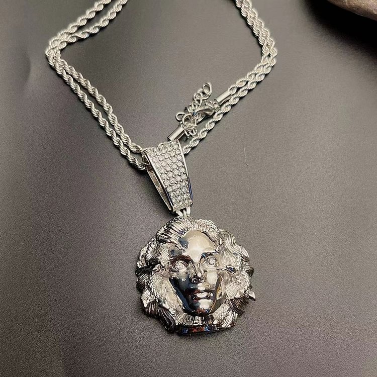 Shiny Medusa Pendant Necklace Hip Hop Jewelry