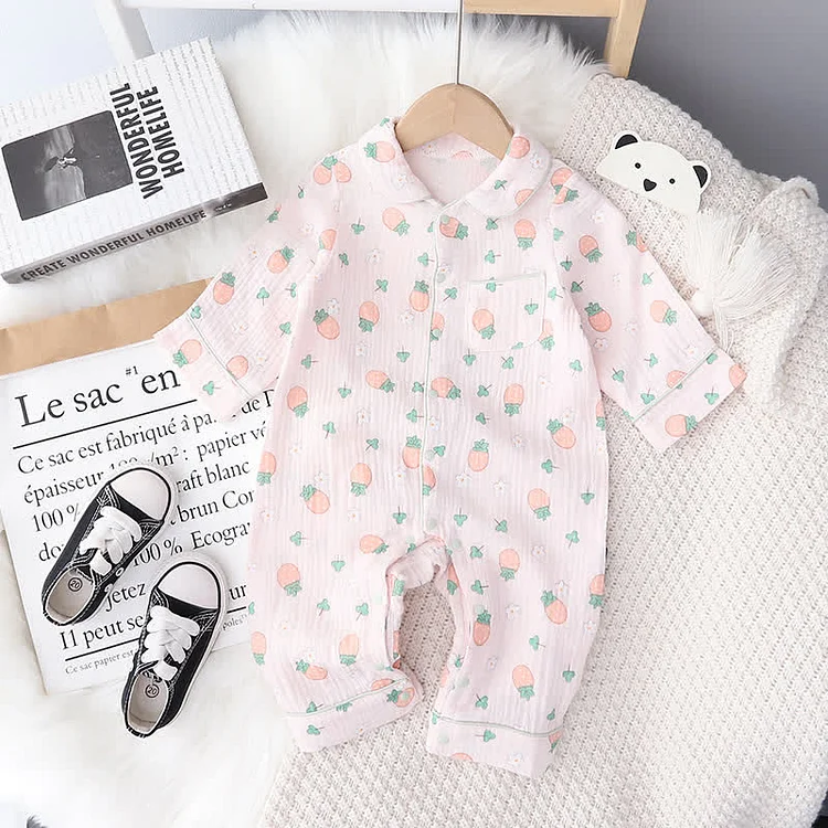 Baby Strawberry Newborn Pajamas Romper