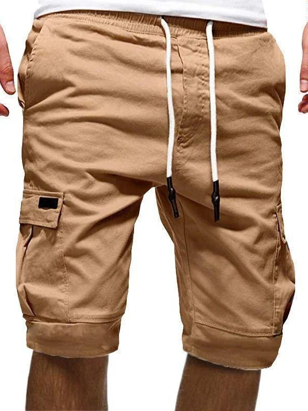 Men's Casual Sports Multi-Pocket Drawstring Cargo Shorts