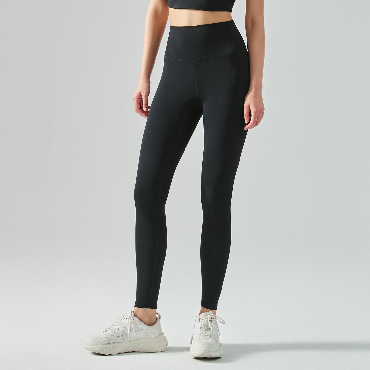 Buy Hergymclothing Black women's mid strength side cross widened waist tummy control moisture wicking traceless sports tight capri leggings at an affordable price