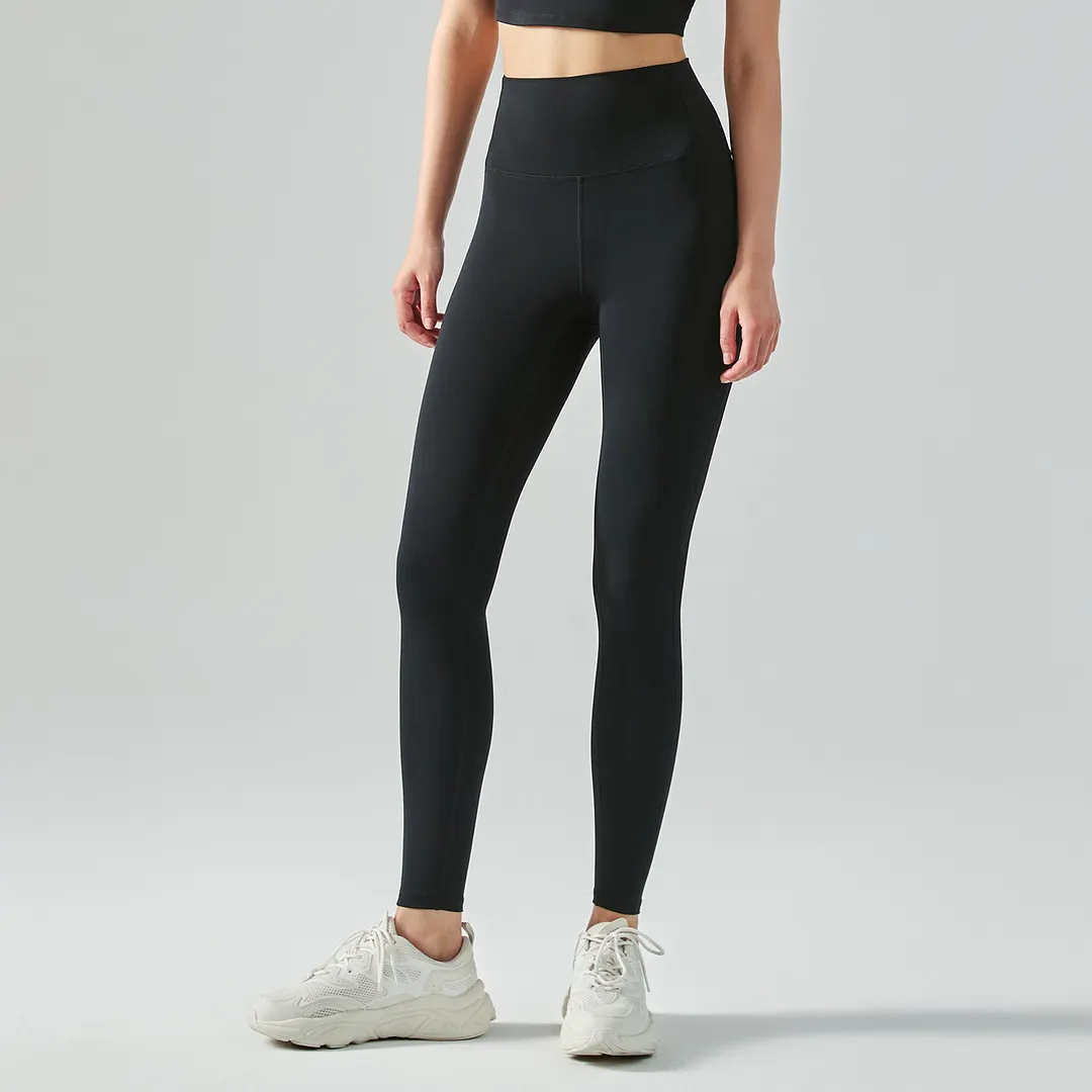 Buy Hergymclothing Black women's mid strength side cross widened waist tummy control moisture wicking traceless sports tight capri leggings at an affordable price