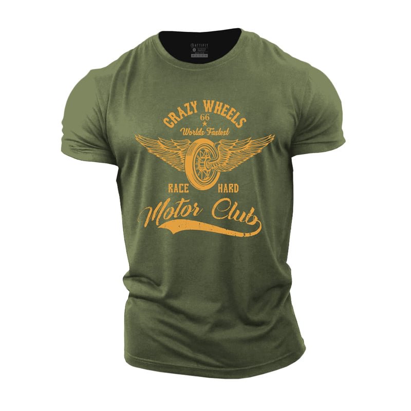 Cotton Crazy Wheels Graphic Men's T-shirts tacday