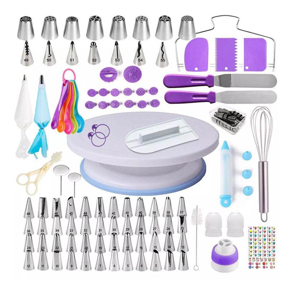 

137pcs/set Cake Decorating Kit Cake Turntable Pastry Tube Fondant Smoother, 501 Original