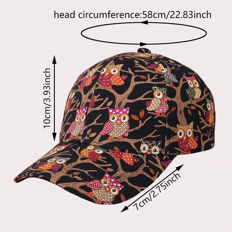 Unisex Casual Artistic Owl Curved Eaves Baseball Cap