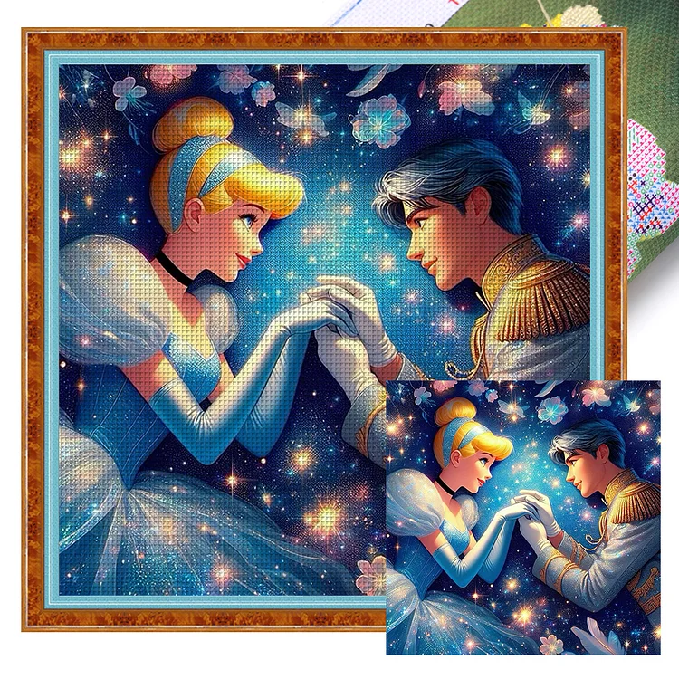 【Huacan Brand】Disney Cinderella And The Prince 11CT Stamped Cross Stitch 40*40CM
