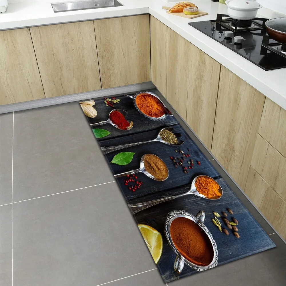 Spices Kitchen Mat Home Entrance Doormat Hallway Balcony Bathroom Anti-Slip Rug Bedroom Living Room Floor Decoration Long Carpet