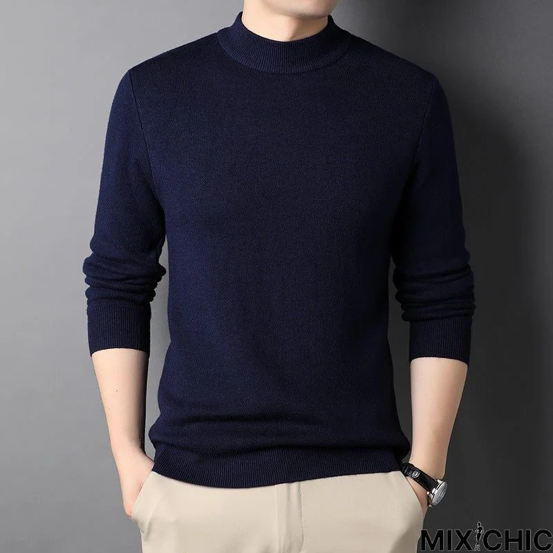 Solid Color Half Turtleneck Men's Sweater
