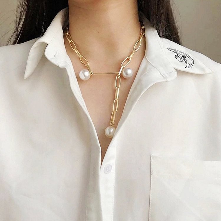 Baroque Irregular Chain Pearl Necklace
