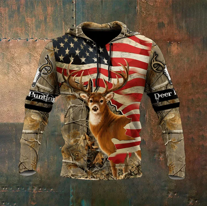 Men's Deer Hunting 3d All Over Printed Hoodie