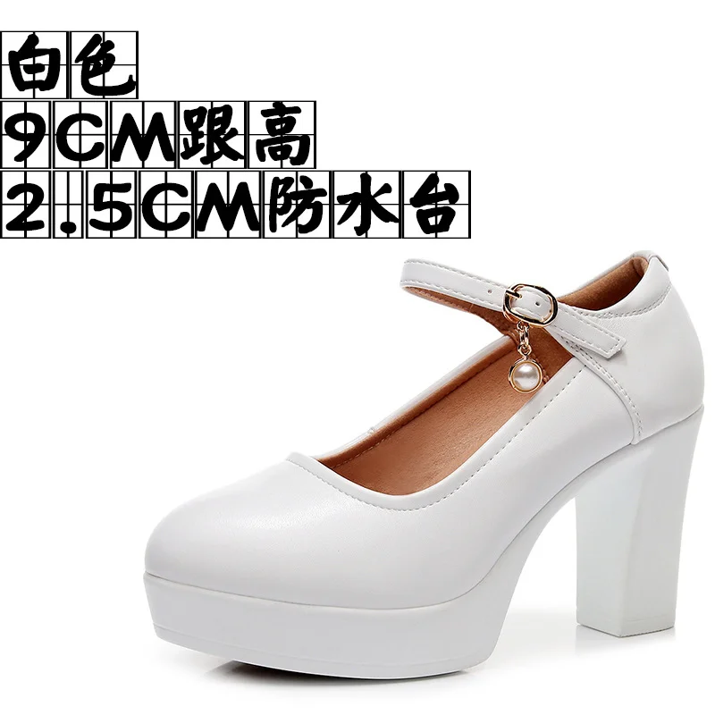 Breakj Breakj 6Cm Silver Heeled Show Shoes Thick-Singing Leather Shoes Thick-Soled Model Single-Shoe Large-Size Working Shoes