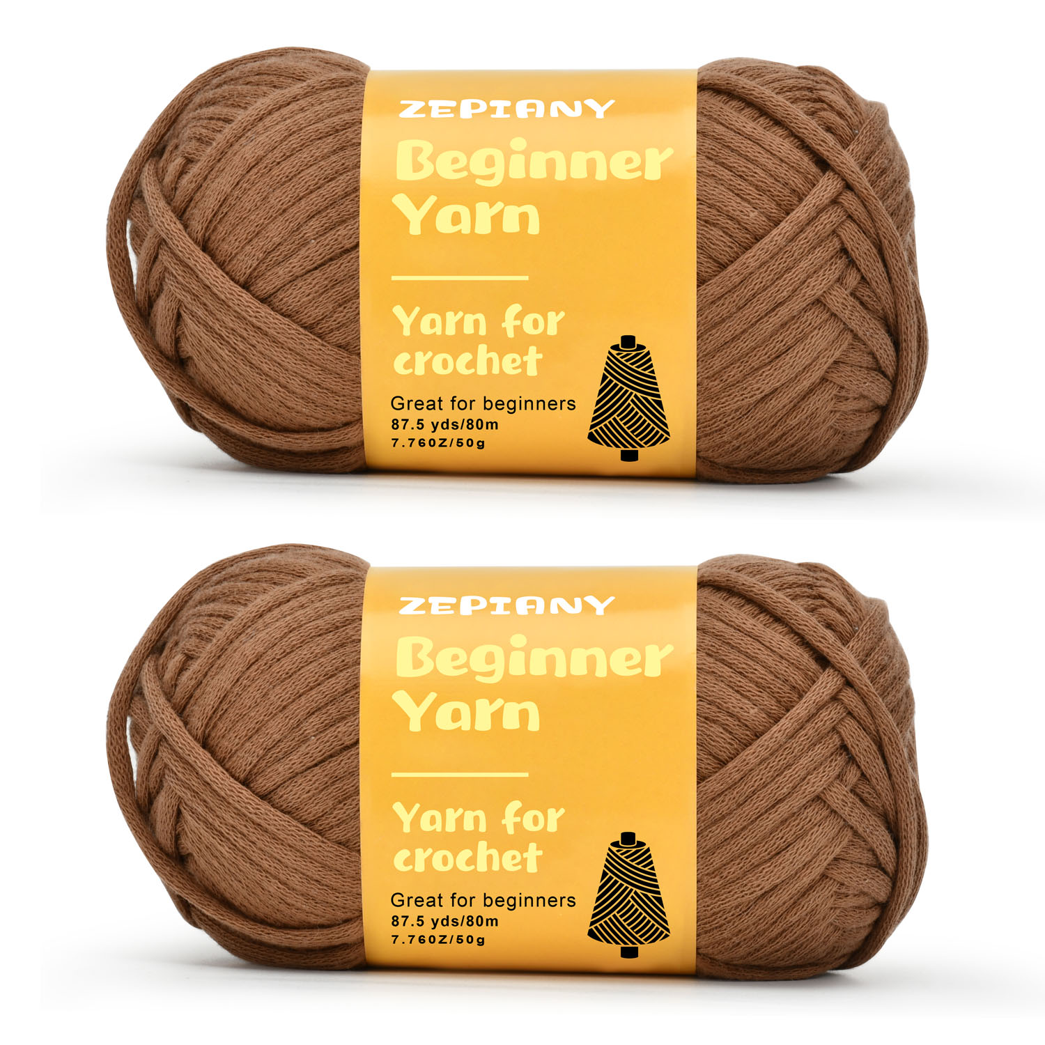 Pllieay Brown Cotton Yarn, 4x50g Crochet Yarn for Crocheting and Knitting,  Cotton Yarn for Beginners with Easy to See Stitches for Beginners