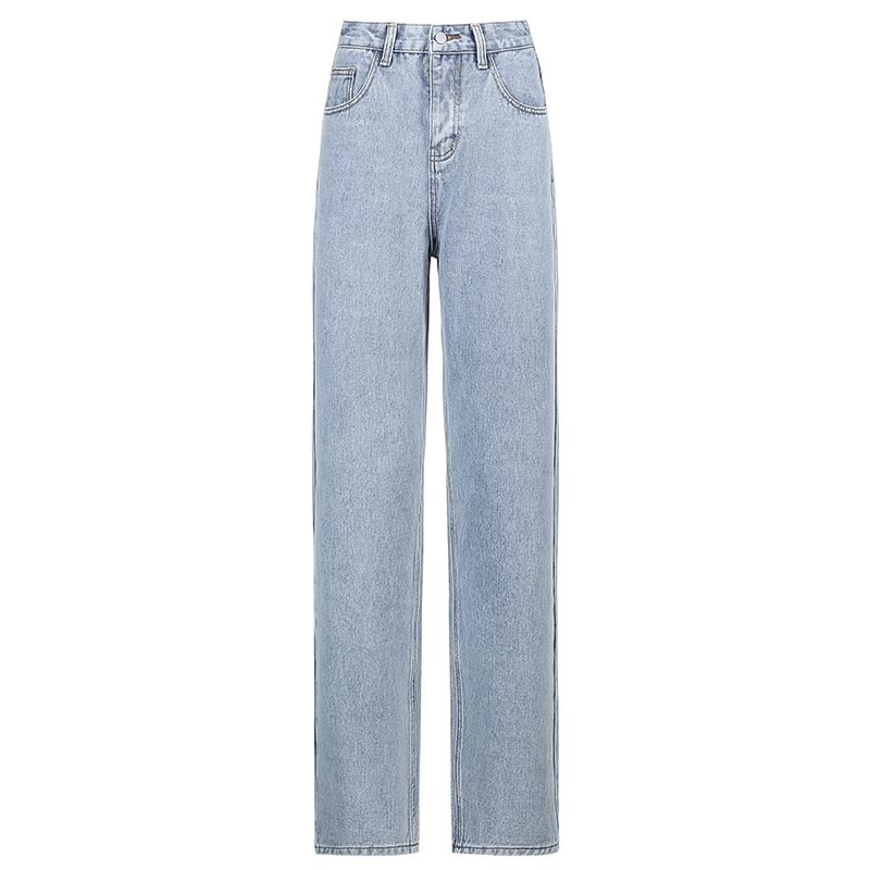 Spring Women's Clothing High Print Straight Casual Jeans Women Street Trousers