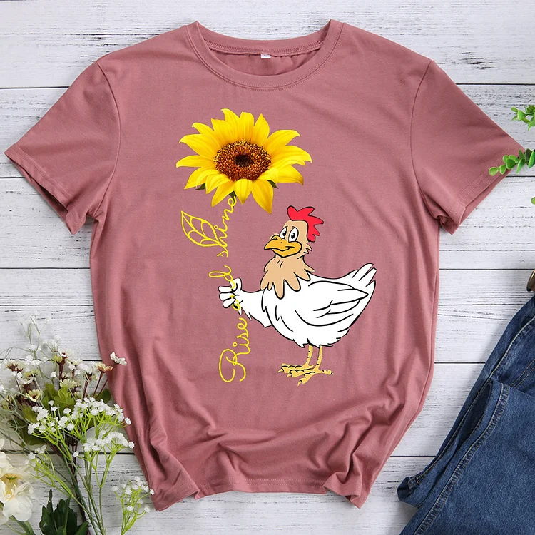 ANB - Chicken And Sunflower Rise And Shine T-shirt Tee -08645