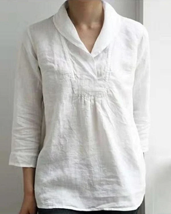 Women's Solid Color Linen Tops