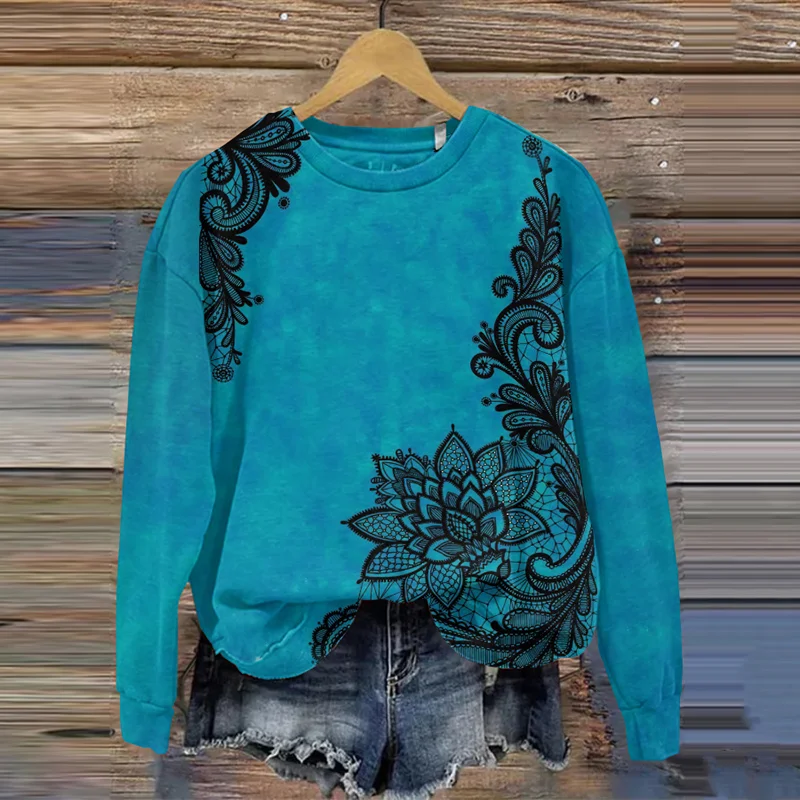 Vintage Tribal Floral Print Sweatshirt