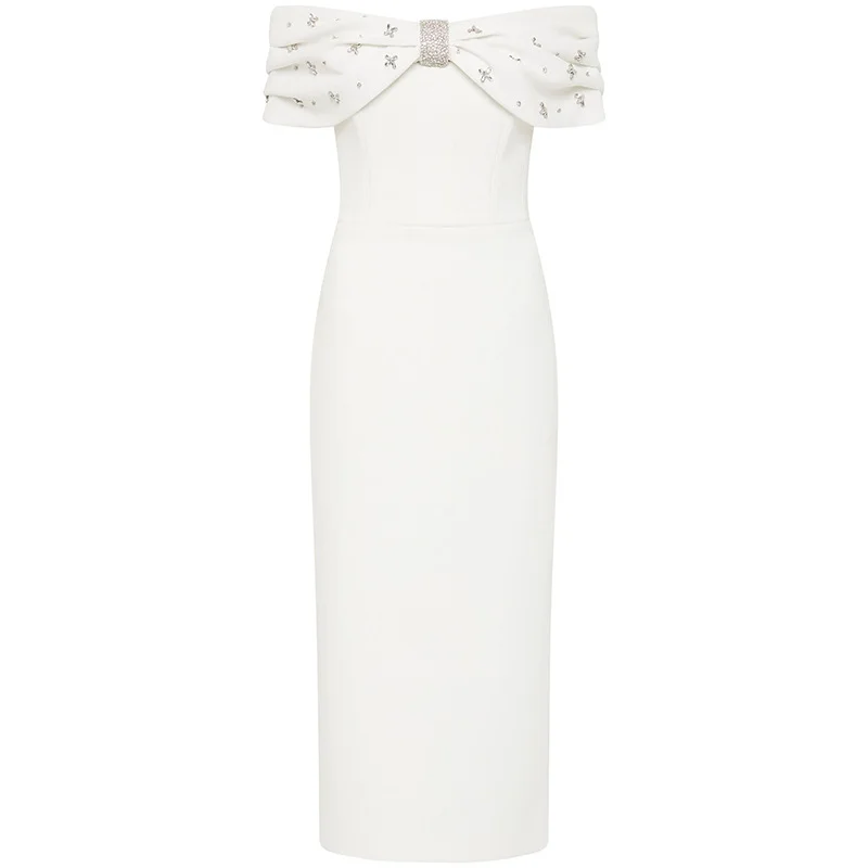 Nigikala Nigikala Star Fashion New Word Shoulder Nail Beads Diamond Long Dress Small Dress