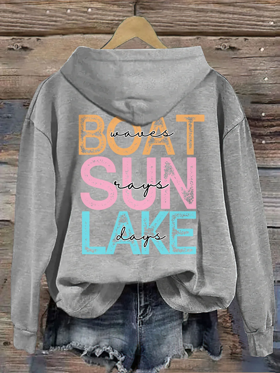 Boat Waves Sun Rays Lake Days Hoodie