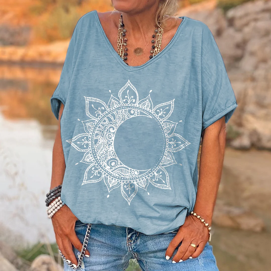 Vintage Mandala Print Hippie T-shirt