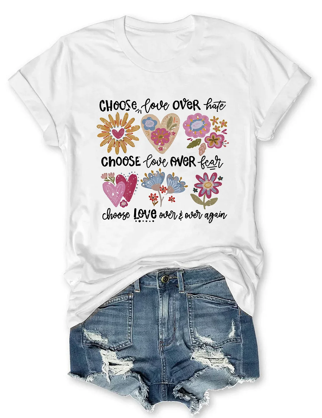 Choose Love Boho Floral T-shirt
