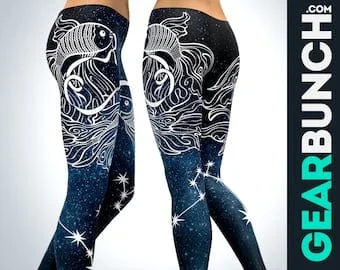 pornhint Pornhint Pisces Leggings For Women, Colorful Printed Zodiac Leggings, Pisces Birthday Gift For Her, Pisces Zodiac Gifts, Astrology Constellation Gift