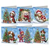 6pcs Christmas Tree Dog Diamond Painting Greeting Card