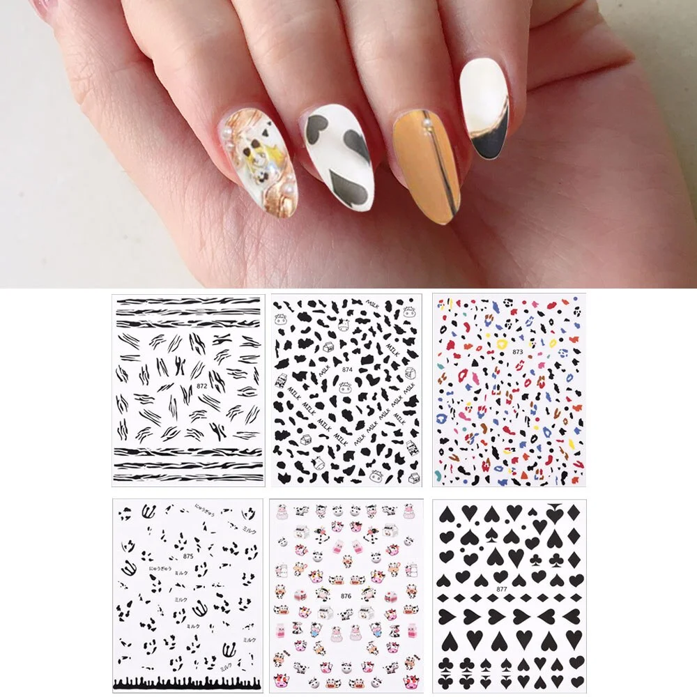 Nail Watermark Decoration Decal Colorful Leopard Tiger Pattern Taro Milk Pattern Slider Water Transfer Female Trendy Sticker-Nail Inspo