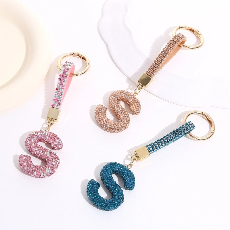 Hot Letter Keychain Full Diamond Car Key Pendant Diamond Bag Keychain