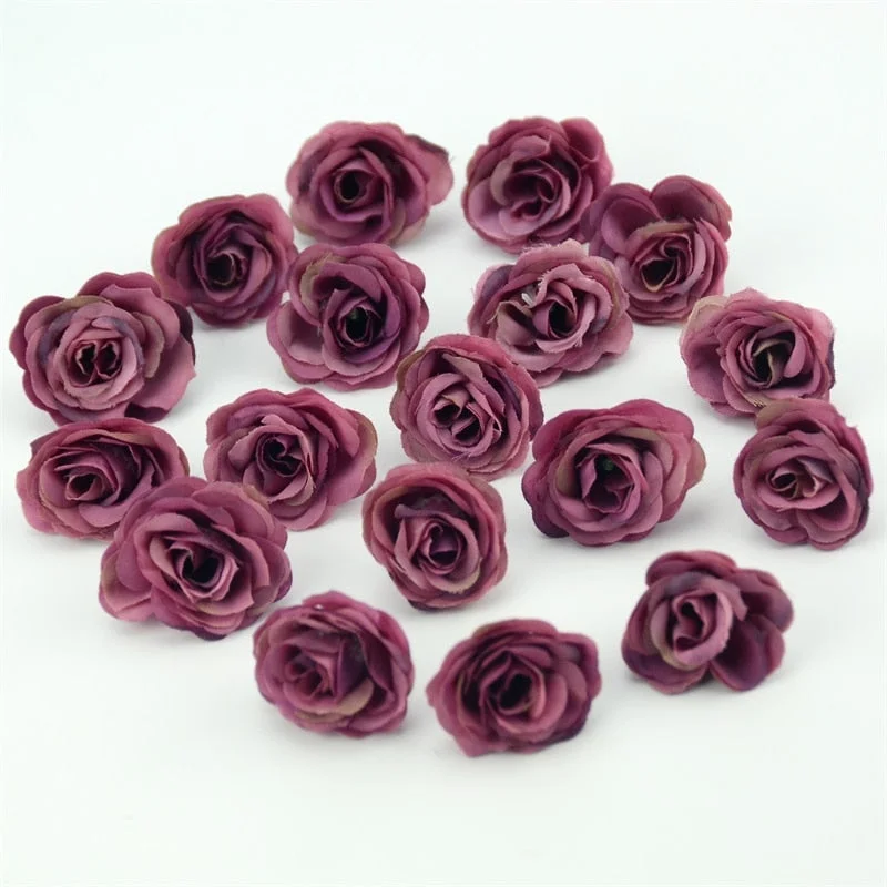 10/50/100pcs 2.5cm Mini Silk Artificial Rose Flower Heads For Wedding Party Home Decoration DIY Accessories Fake Flowers Craft