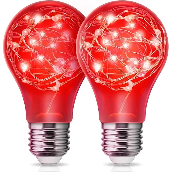 Red Light Bulbs, Red Light Bulb, Red Christmas Light Bulbs, A19 Red Led Light Bulb, E26 Base Porch Light, Party Light, Holiday Light for Halloween Christmas Decoration, 2 Pack Red 2 Count (Pack of 1)