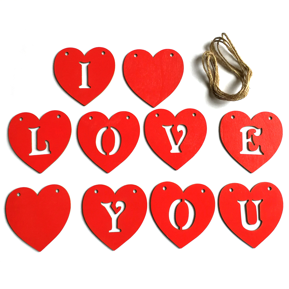 

Wooden Hollowed I LOVE YOU Wedding Pendant Festival Party Hanging Ornaments, 501 Original