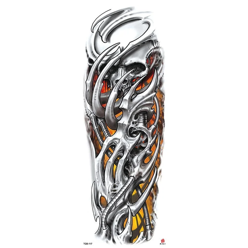 Full Arm Temporary Tattoos Sleeve for Men Women Realistic Fake Tatoo Warrior Lion Mechanical Skull Wolf Rose Tatto Sticker Totem
