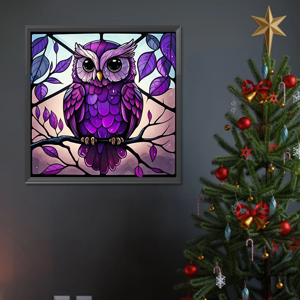 Diamond Painting - Full Round Drill - Stained Glass Owl(Canvas|30*30cm)