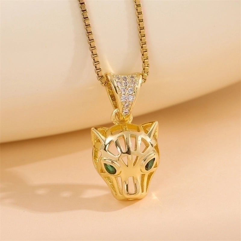 Stainless Steel Titanium Steel 18K Gold Plated Retro Lady Roman Style Enamel Plating Inlay Snake Bee Butterfly Zircon Pendant Necklace