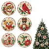 Peinture en diamant perle DIY de No&euml;l 6 pi&egrave;ces d&rsquo;ornements en bois 3,07x3,07 pouces