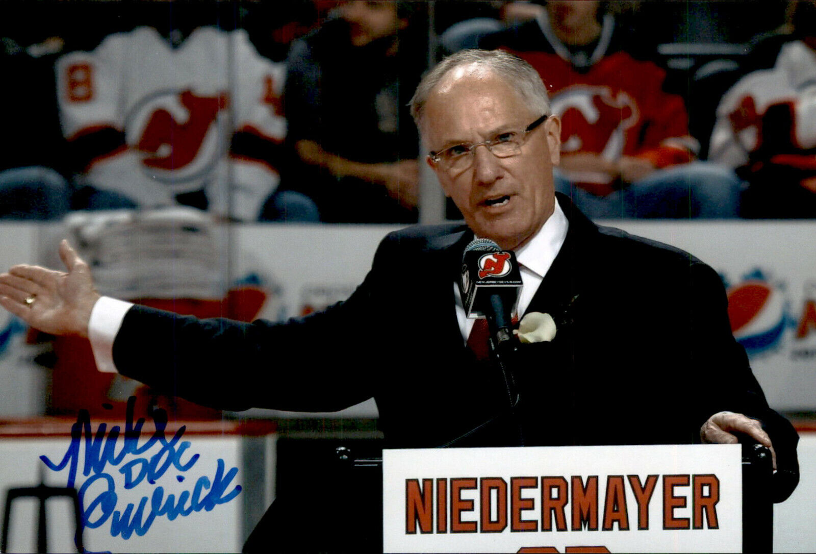 Mike ‘DOC’ Emrick SIGNED autograph 4x6 Photo Poster painting BROADCASTER / HOCKEY HALL OF FAME 4