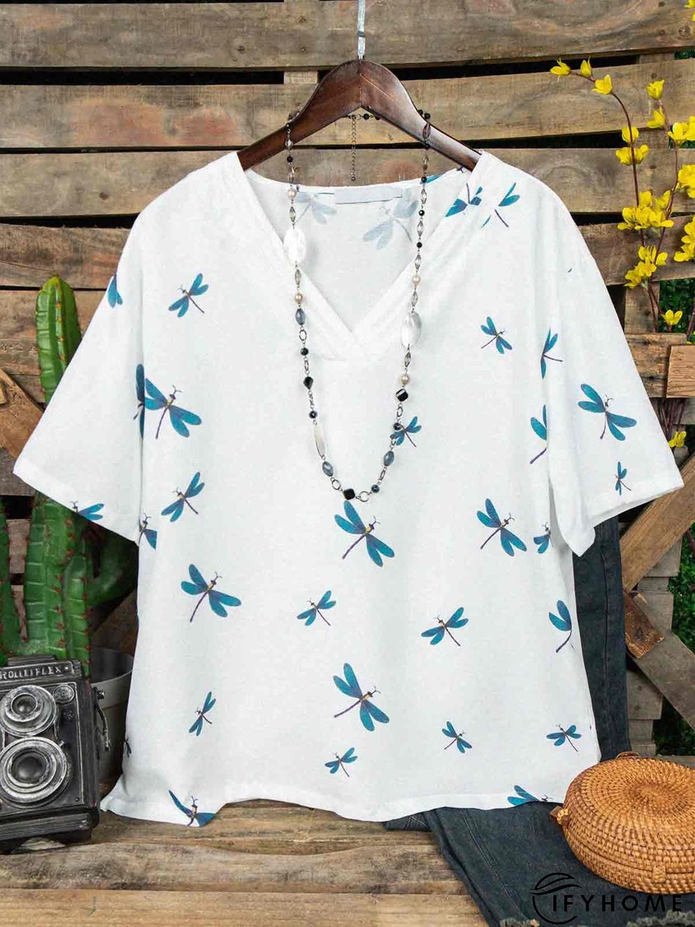 Plus Size Plain Cotton-Blend Short Sleeve Casual T-shirt | IFYHOME