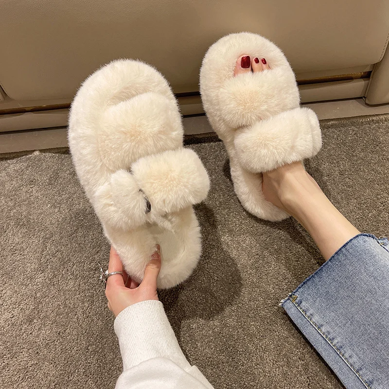 50% OFF - Women's Casual Hairy thick-soled slippers