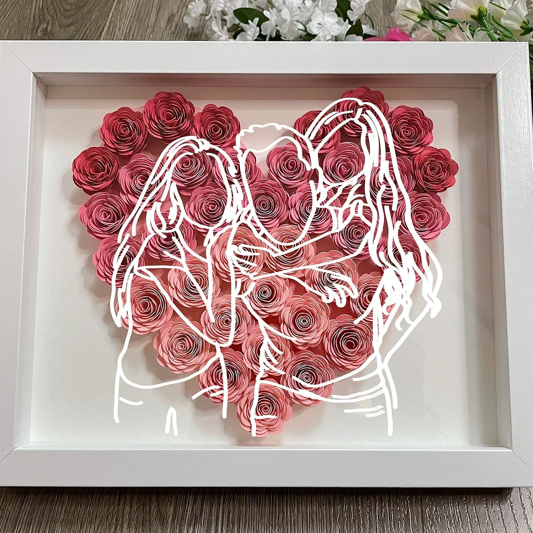 💐Custom Heart Line Art Flower Shadow Box - The Perfect Gift Of Mother‘s Day